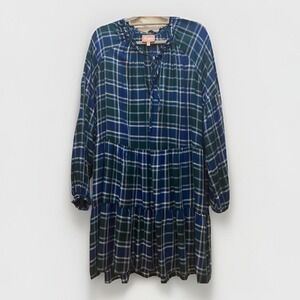 Show Me Your MuMu Blue and Green Plaid Midi Dress